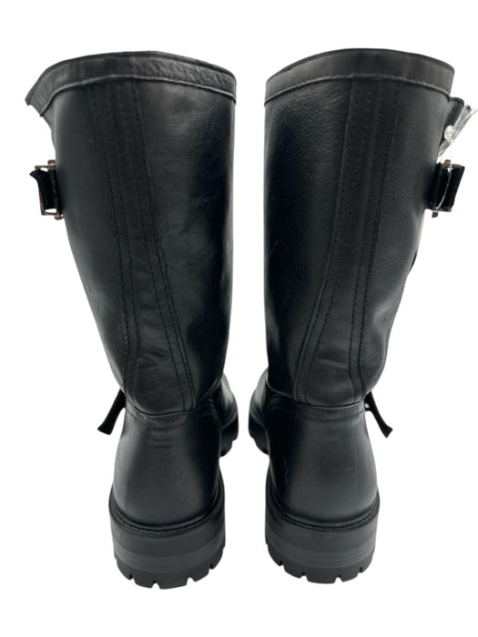 Steve Madden Shoe Size 6.5 Black Leather Buckle Detail Platform Moto Boots Black / 6.5