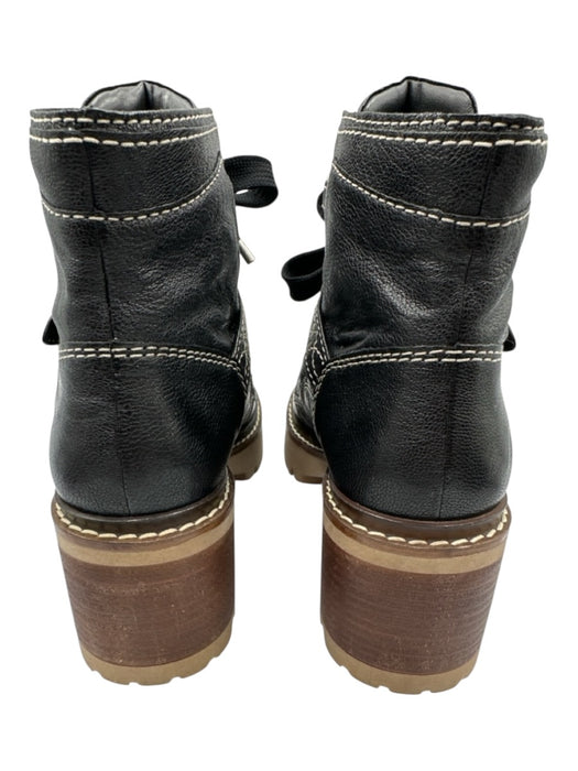 Free People Shoe Size 6.5 Black & Brown Leather Stacked Block Heel Boots Black & Brown / 6.5