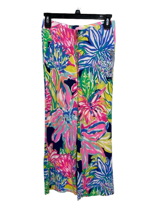 Lilly Pulitzer Size XS Multi Rayon Blend Elastic Waist Abstract Tropical Pants Multi / XS