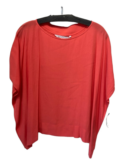 Diane Von Furstenberg Size P Coral Orange Viscose Blend Round Neck Dolman Top Coral Orange / P