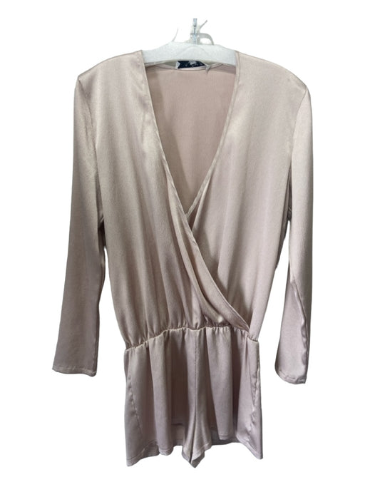 Alexis Size S Champagne Gold Surplice Long Sleeve Textured Romper Champagne Gold / S