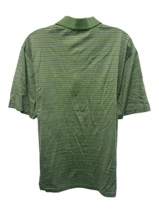 Augusta Natl Golf Size M Green & White Cotton Striped Polo Men's Short Sleeve Green & White / M
