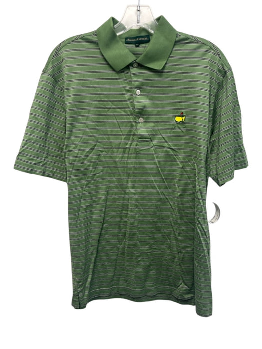 Augusta Natl Golf Size M Green & White Cotton Striped Polo Men's Short Sleeve Green & White / M