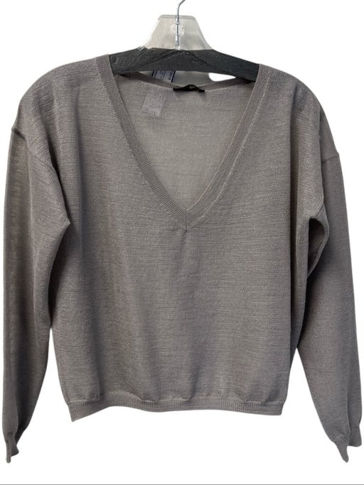Peserico Size Est Small Gray No Fabric Tag V Neck See - Through Long Sleeve Top Gray / Est Small
