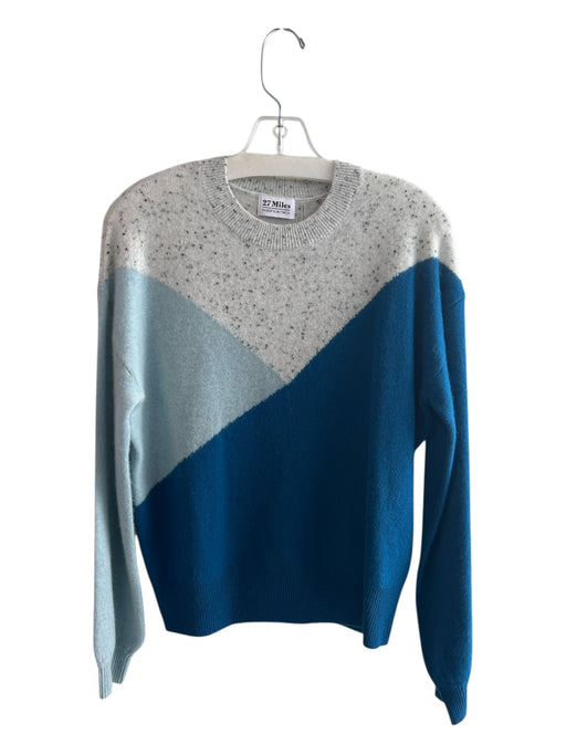 27 Miles Size Small Blue & Gray Cashmere Crew Neck Long Sleeve Speckles Sweater Blue & Gray / Small