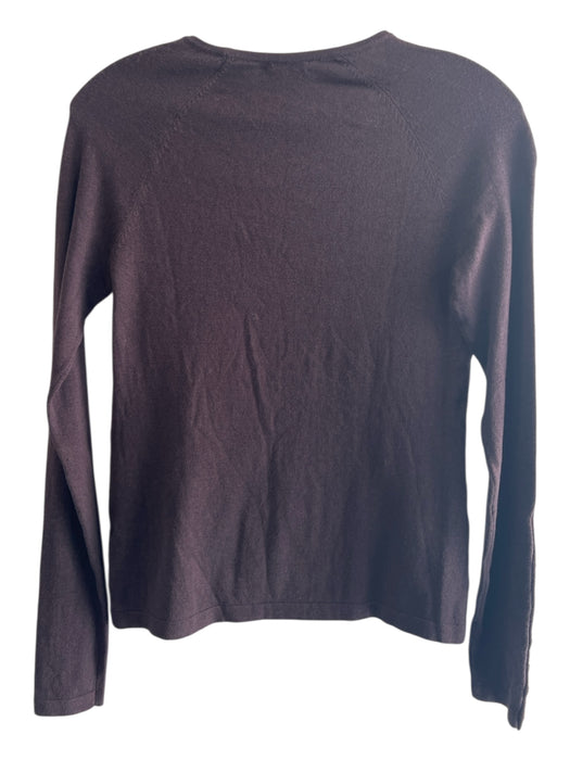 J Mclaughlin Size XS Chocolate Cotton Blend Long Sleeve Round Neck Pull Over Top Chocolate / XS