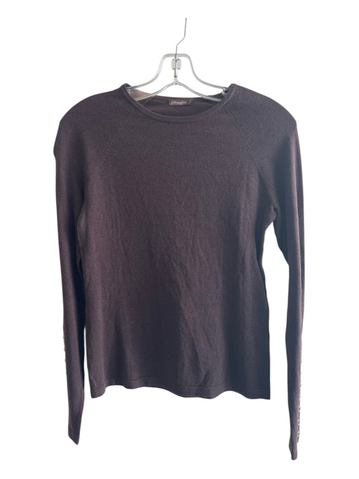 J Mclaughlin Size XS Chocolate Cotton Blend Long Sleeve Round Neck Pull Over Top Chocolate / XS