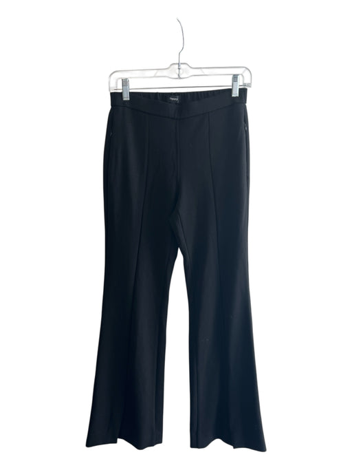 Theory Size 2 Black Viscose Blend Elastic Back Zip Pockets Seam Detail Pants Black / 2