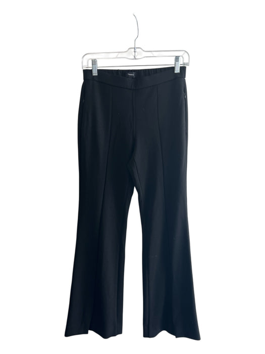 Theory Size 2 Black Viscose Blend Elastic Back Zip Pockets Seam Detail Pants Black / 2
