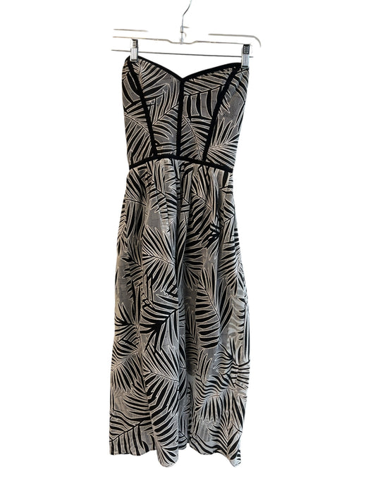 Parker Size XS Black Polyester Lace Overlay Bodice Strapless Midi Dress Black / XS