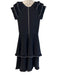 Parker Size XS Black Rayon & Nylon Knit Ruffle Shoulder Detail Round Neck Dress Black / XS