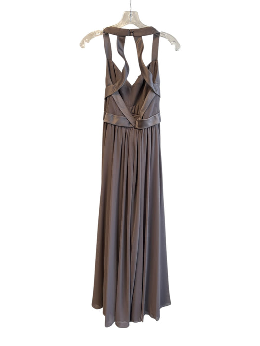 Wtoo Size 0 Dark Taupe Polyester Open Back Criss Cross Front Back Zip Gown Dark Taupe / 0