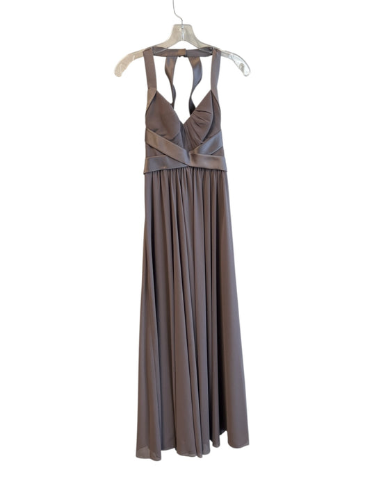 Wtoo Size 0 Dark Taupe Polyester Open Back Criss Cross Front Back Zip Gown Dark Taupe / 0