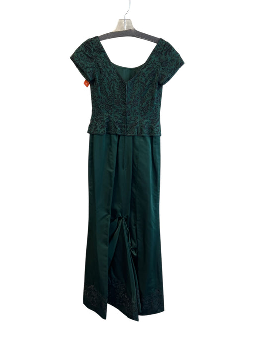 No Brand Size Est XS Dark Green & Black No Fabric Tag Back Zip Cap Sleeve Gown Dark Green & Black / Est XS