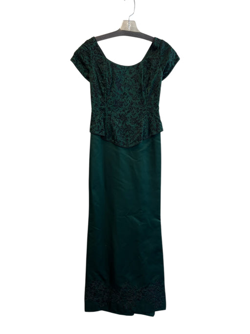 No Brand Size Est XS Dark Green & Black No Fabric Tag Back Zip Cap Sleeve Gown Dark Green & Black / Est XS