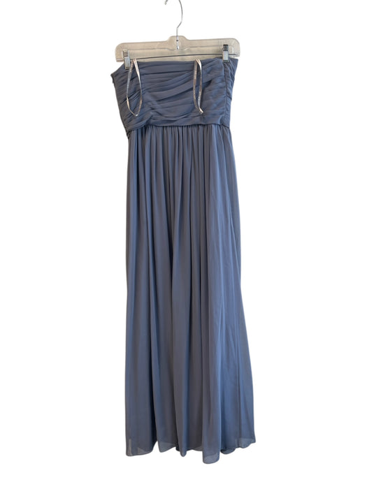Monique Lhuillier Size 2 Blue Polyester Strapless Side Zip Sheer Overlay Gown Blue / 2