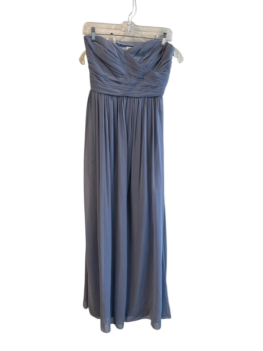 Monique Lhuillier Size 2 Blue Polyester Strapless Side Zip Sheer Overlay Gown Blue / 2