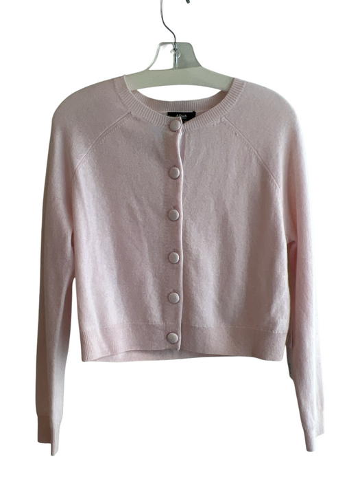 Aqua Size Small Pale Pink Cashmere Button Up Round Neck Long Sleeve Cardigan Pale Pink / Small