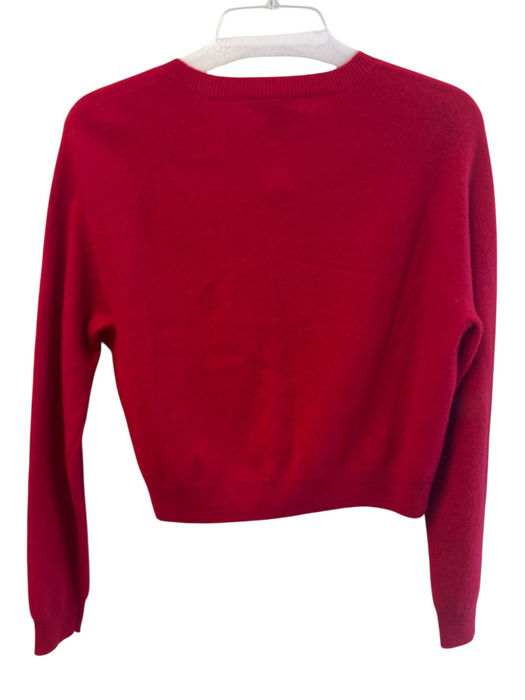 Aqua Size Small Red Cashmere Button Up Round Neck Long Sleeve Cardigan Red / Small