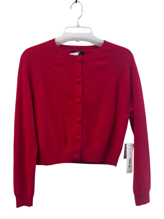 Aqua Size Small Red Cashmere Button Up Round Neck Long Sleeve Cardigan Red / Small