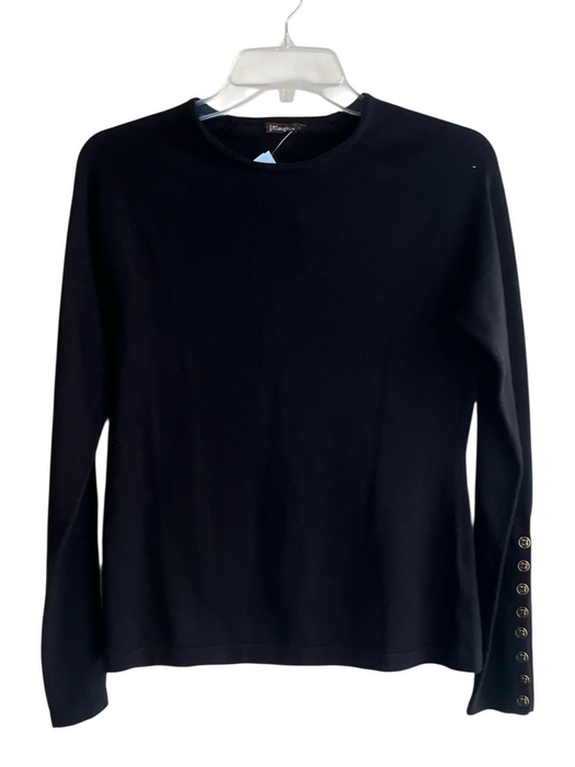 J Mclaughlin Size XS Black Cotton Blend Long Sleeve Round Neck Top Black / XS