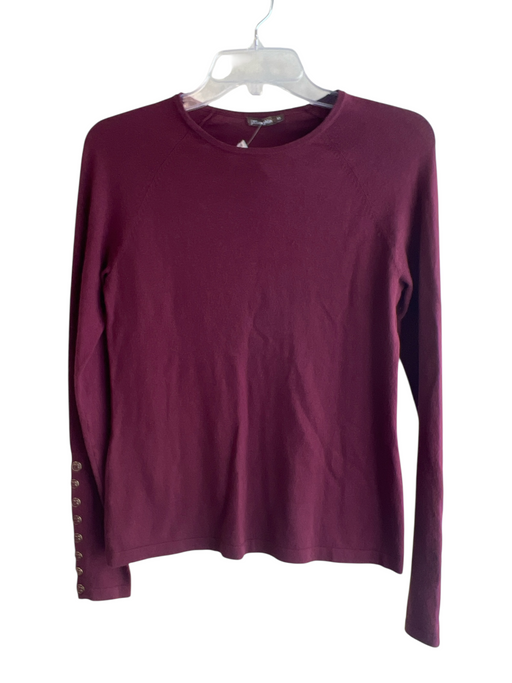 J Mclaughlin Size XS Maroon Cotton Blend Long Sleeve Round Neck Top Maroon / XS