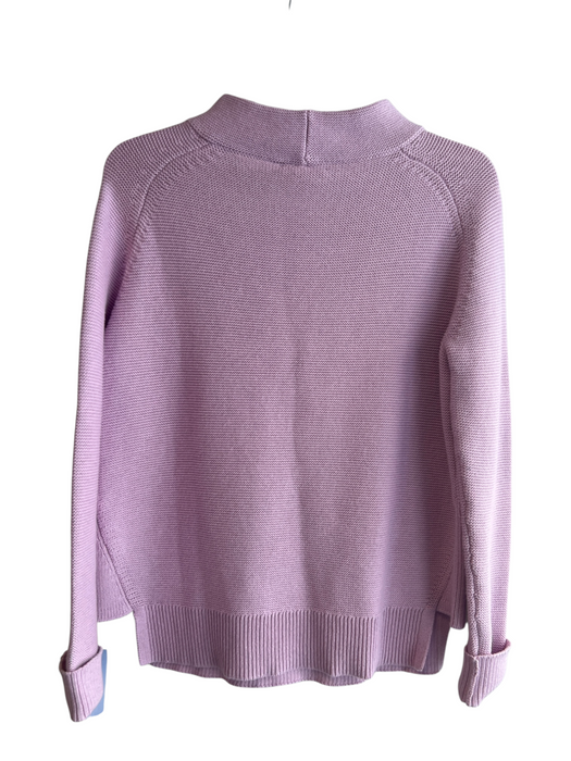 Kinross Size XS Lilac Cotton Mock Collar Long Sleeve Ribbed Accents Sweater Lilac / XS