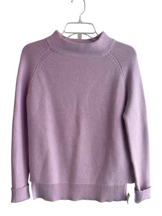 Kinross Size XS Lilac Cotton Mock Collar Long Sleeve Ribbed Accents Sweater Lilac / XS