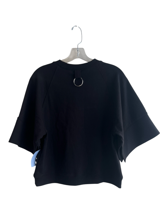 Tibi Size XXS Black Cotton Wide Half Sleeve Round Neck silver hardware Top Black / XXS