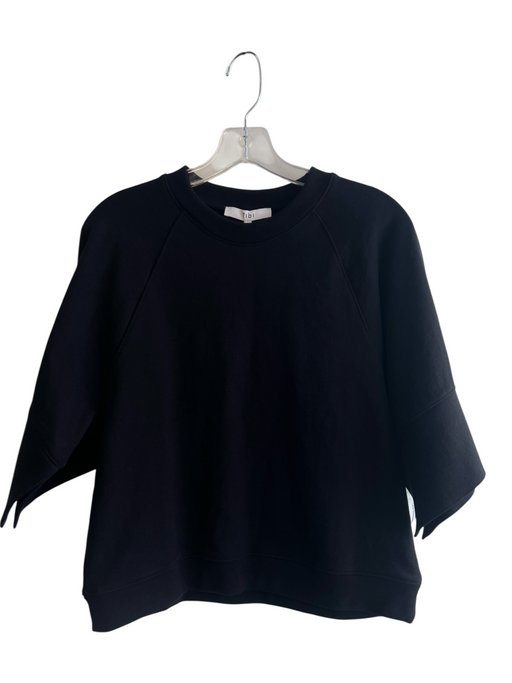 Tibi Size XXS Black Cotton Wide Half Sleeve Round Neck silver hardware Top Black / XXS