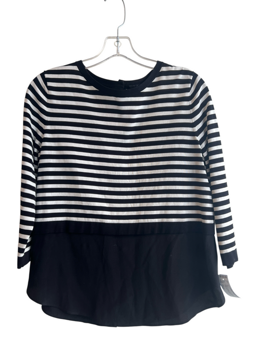 COS Size Small Black & White Cotton Striped Round Collar Back Buttons Top Black & White / Small