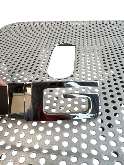 Gucci Black Leather Silver Buckle Belts Black / S