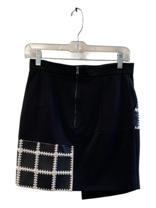 Tibi Size 2 Black & White Missing Fabric Tag High Rise Back Zip stiching Skirt Black & White / 2