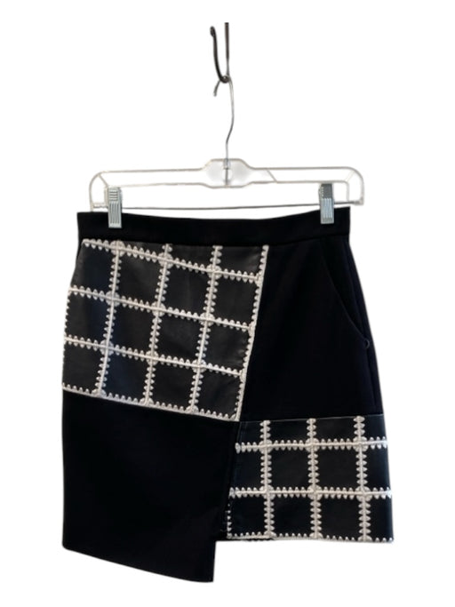 Tibi Size 2 Black & White Missing Fabric Tag High Rise Back Zip stiching Skirt Black & White / 2