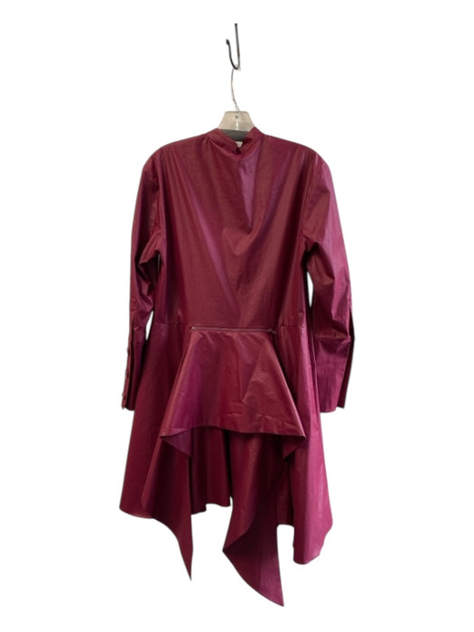 Tibi Size 00 Merlot Polyester Long Sleeve Button Up Pockets Pleats Dress Merlot / 00