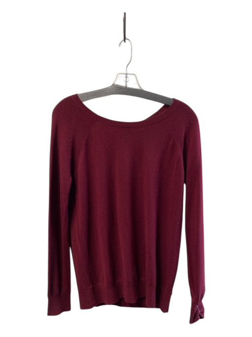 Vince Size XS Merlot Wool Blend Round Neck Long Sleeve Ribbed Knit Top Merlot / XS