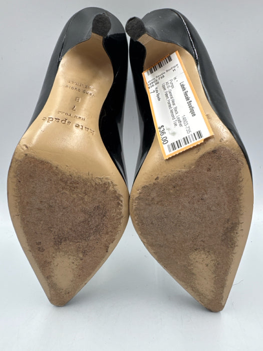 Kate Spade Shoe Size 7 Black Leather Upper Patent Pointed Almond Toe Pumps
