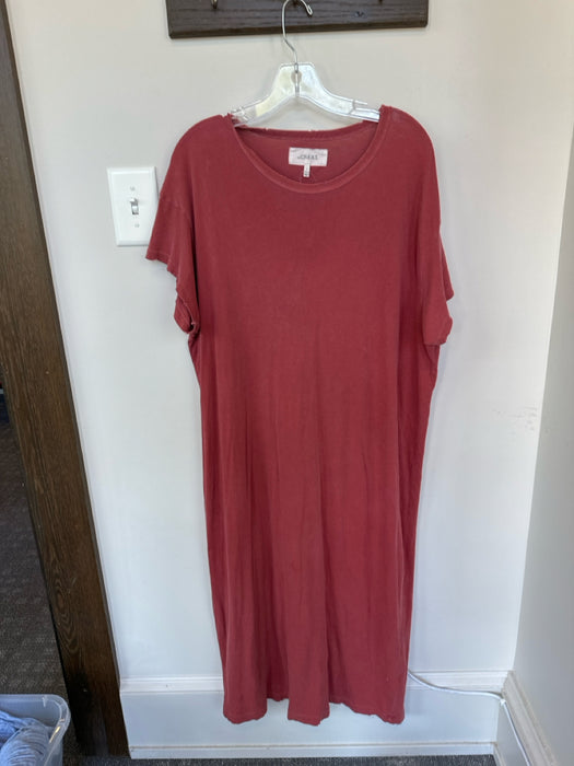 The Great Size 3/L Mauve Cotton Short Sleeve Maxi T-Shirt Dress Dress