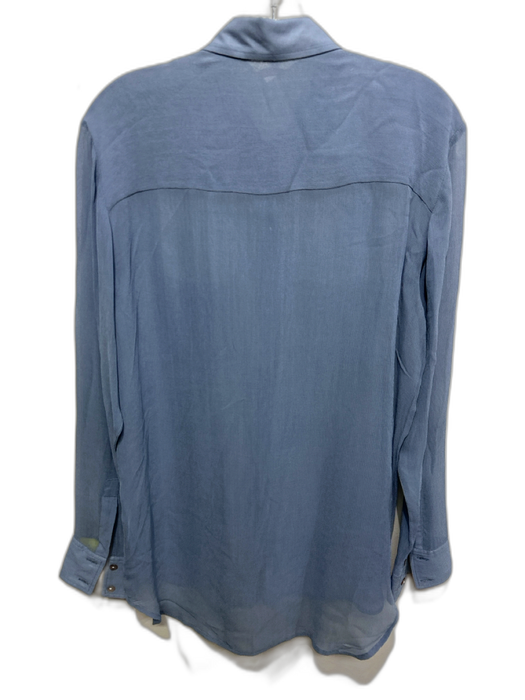 Chan Luu Size S Blue Viscose Button Down Long Sleeve Collar Top Blue / S