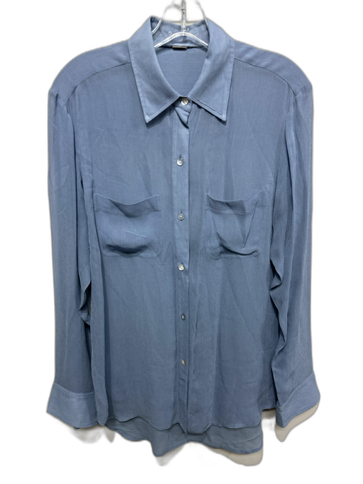 Chan Luu Size S Blue Viscose Button Down Long Sleeve Collar Top Blue / S