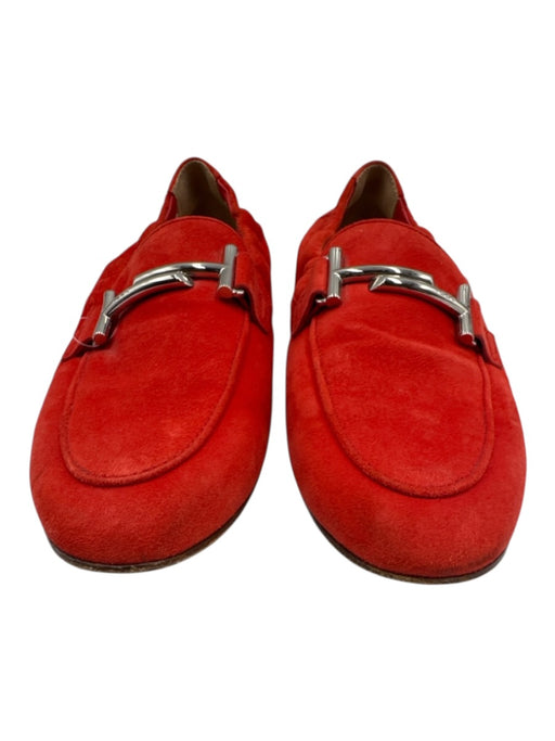 Tods Shoe Size 37.5 Red Suede Metal Buckle Slip On Flats Red / 37.5