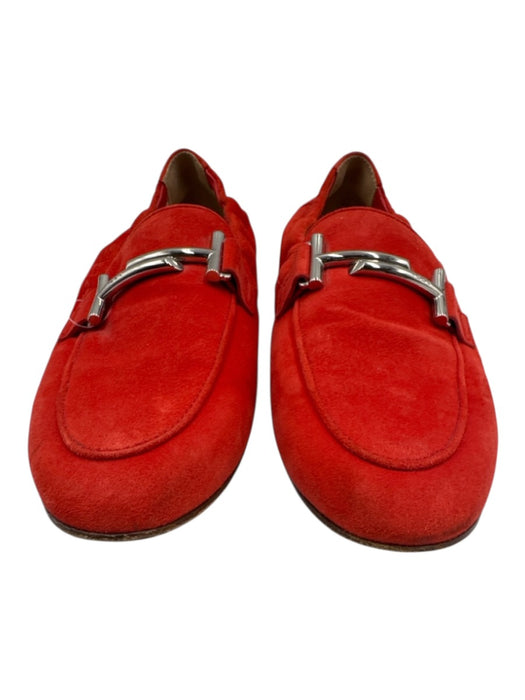 Tods Shoe Size 37.5 Red Suede Metal Buckle Slip On Flats Red / 37.5