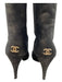 Chanel Shoe Size 37.5 Black & Gold Suede Metallic Knee High Pump Round Toe Boots Black & Gold / 37.5