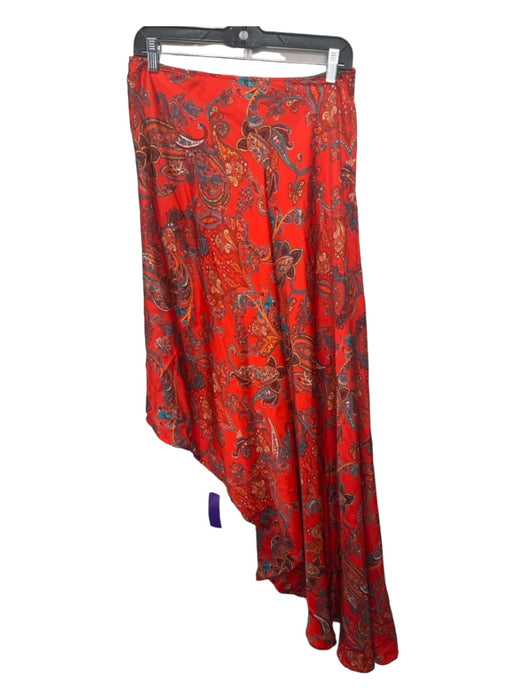 L'agence Size XS Red Blue Orange Viscose Blend Paisley One Shoulder Dress Red Blue Orange / XS