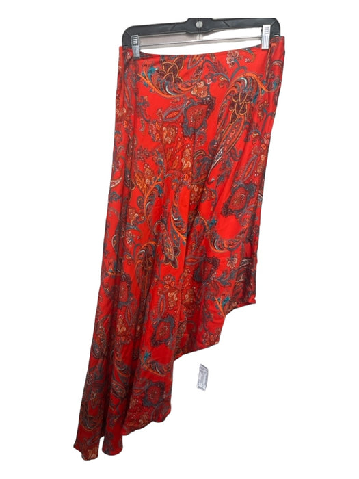 L'agence Size XS Red Blue Orange Viscose Blend Paisley One Shoulder Dress Red Blue Orange / XS