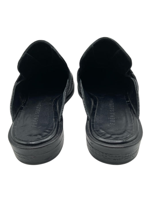 freda salvador Shoe Size 7 Black Leather Croc Embossed Pointed Toe Mule Flats Black / 7