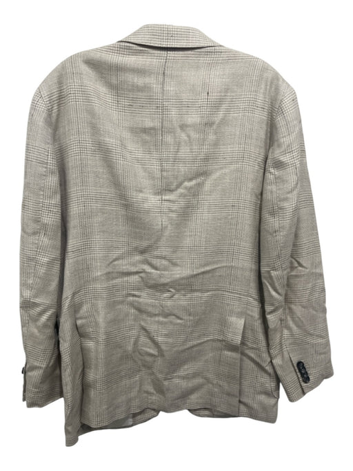 Suitsupply Gray Linen Blend Plaid Patch Pocket 2 Button Men's Blazer Gray / 40s