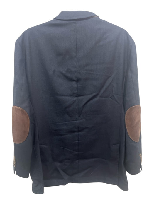 Peter Millar AS IS Black Wool Solid Elbow Pads 2 Button Men's Blazer Black / Est 42