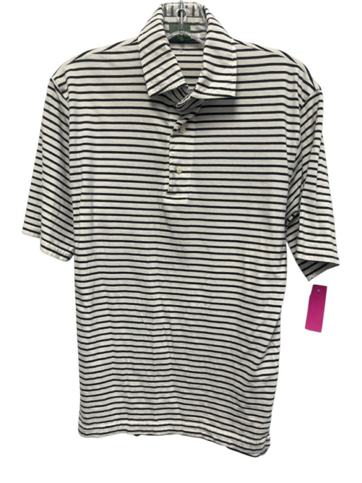 Sid Mashburn Size S White & Black Cotton Striped Polo Men's Short Sleeve White & Black / S