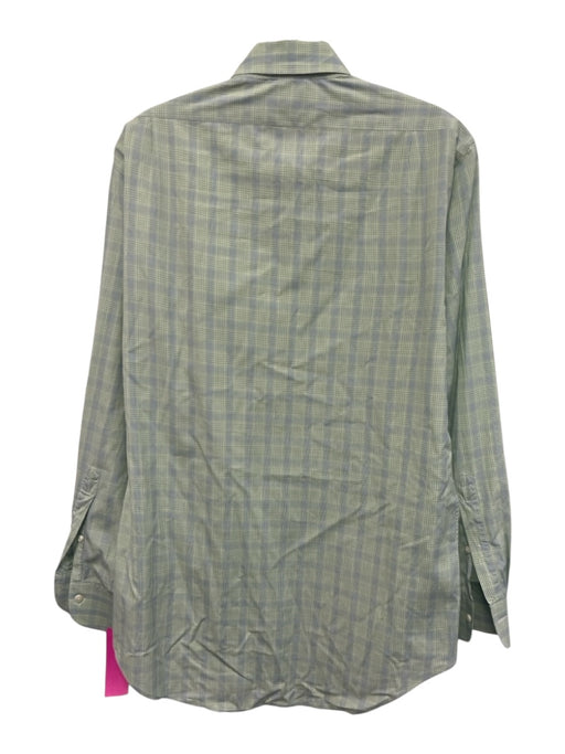 Sid Mashburn Size 15.5 Green Cotton Plaid Spread Collar Men's Long Sleeve Shirt Green / 15.5